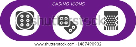 casino icon set. 3 filled casino icons.  Collection Of - Dice, Slot machine