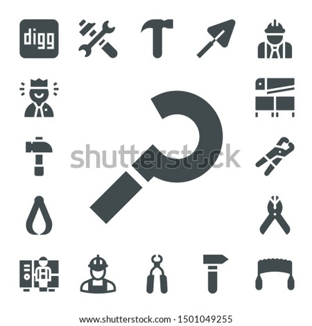 hammer icon set. 17 filled hammer icons.  Collection Of - Digg, Worker, Hammer, Sickle, Pliers, Saw, Tools, Trowel