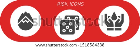 risk icon set. 3 filled risk icons.  Simple modern icons about  - Forest fire, Dice, Insurance