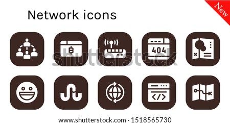 network icon set. 10 filled network icons.  Collection Of - Connected, Bitcoin, Wifi, , Map, Yahoo, Stumbleupon, World, Coding icons