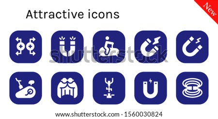 attractive icon set. 10 filled attractive icons.  Simple modern icons about  - Magnet, Magnets, Stationary bike, Magnetism, Wig, Magnetic field