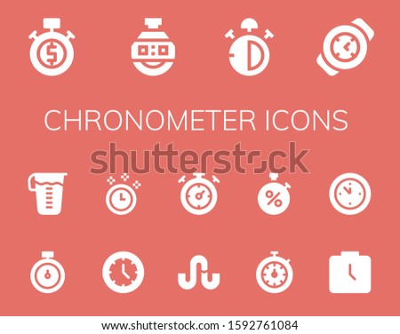 Modern Simple Set of chronometer Vector filled Icons. Contains such as Stopwatch, Stopclock, Stop watch, Watch, Measuring glass and more Fully Editable and Pixel Perfect icons.