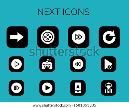 Modern Simple Set of next Vector filled Icons. Contains such as Next, Play, Skip, Button, Forwards, Backward, Arrow, Redo, Player and more Fully Editable and Pixel Perfect icons.