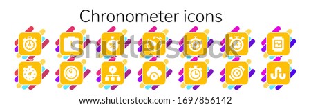 Modern Simple Set of chronometer Vector filled Icons. Contains such as Stopclock, Stopwatch, Watch, Wall clock, Time, Timer, Stumbleupon and more Fully Editable and Pixel Perfect icons.
