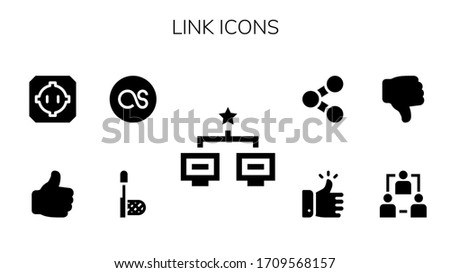 link icon set. 9 filled link icons. Included Network, Net, Lastfm, Like, Dohyo, Dislike, Share icons