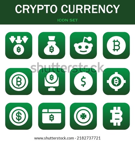 crypto currency icon set. Vector  illustrations related with Bitcoin, Bitcoin and Reddit