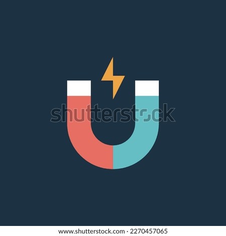Vector illustration of magnite icon, colored magnet, magnetism.