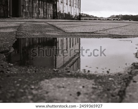 Similar – Image, Stock Photo Road, puddle and reflection