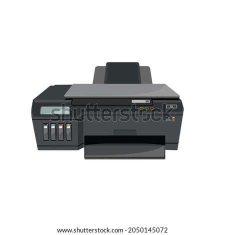 Printers used to print documents Office and business paperwork vector.