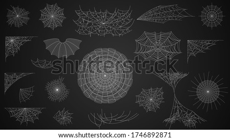 Set Collection Cobweb Spiderweb For Halloween Design Elements Spooky Scary Horror Decor Vector
