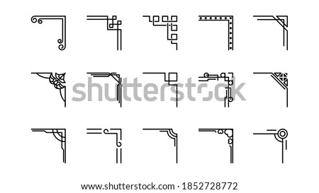 Set Hand Draw Of Corners Different Shapes Flower Decoration Vector Design Doodle Sketch Style For Wedding And Banner