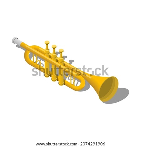 Isometric 3D Music Instrument Pipe Trumpet Play Element Vector Design Style For Concert, Performance, Relax