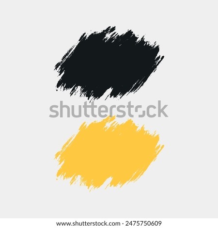 Set of abstract black and yellow brush strokes