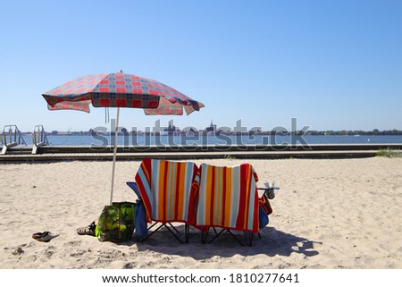 Image, Stock Photo View from Altefähr to Stralsund, Rügen