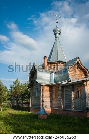 Image of small wooden church at Sergeevo, Palekh, Vladimir region, Russia