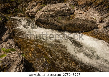 Picturesque river with waterfalls on Mount Olympus, Northern Greece