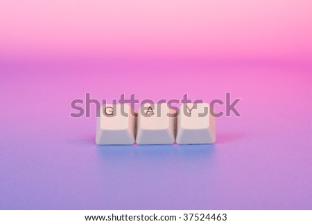 Gay colors - blue and pink and keyboard caption