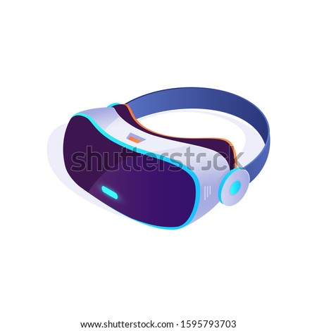 Vr headset icon 3D isometric on white background,  virtual reality glasses, vr headset icon. Vector illustration