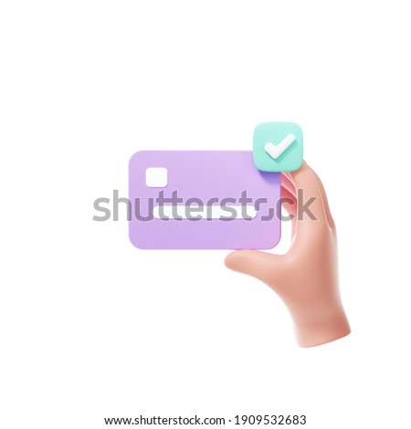 3D hand using credit card to online payment, online mobile banking and payment transaction on white background
