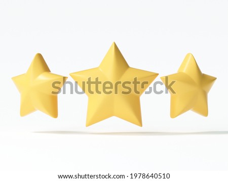 3D three yellow star icon on isolated white background. 3d render illustration