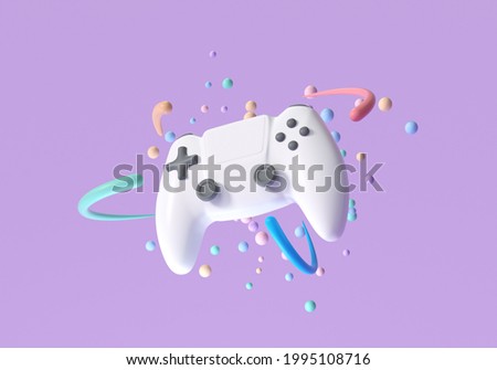 3d white gamepad, joystick controller, entertainment gameplay symbol. 3d render illustration