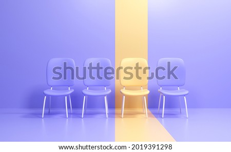3D Yellow chair standing out from the crowd, Job vacancy,  Business hiring and recruiting concept. 3d render illustration Photo stock © 