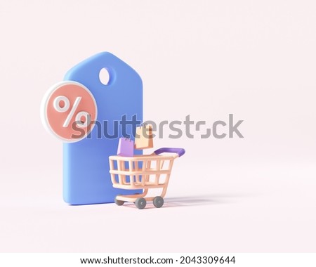 3D Online shopping discount concept. supersale day, special discount offer. 3d render illustration