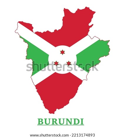 Burundi National Flag Map Design, Illustration Of Burundi Country Flag Inside The Map 