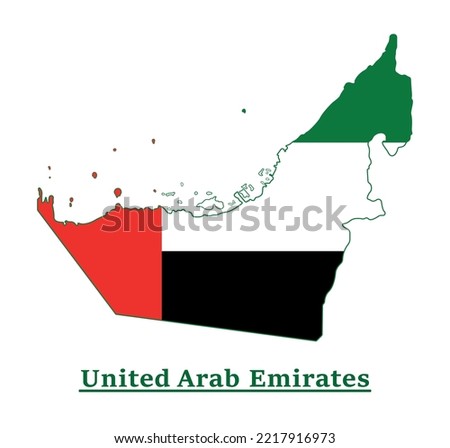 United Arab Emirates National Flag Map Design, Illustration Of Emirates Country Flag Inside The Map
