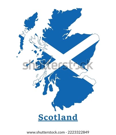 Scotland National Flag Map Design, Illustration Of Scotland Country Flag Inside The Map