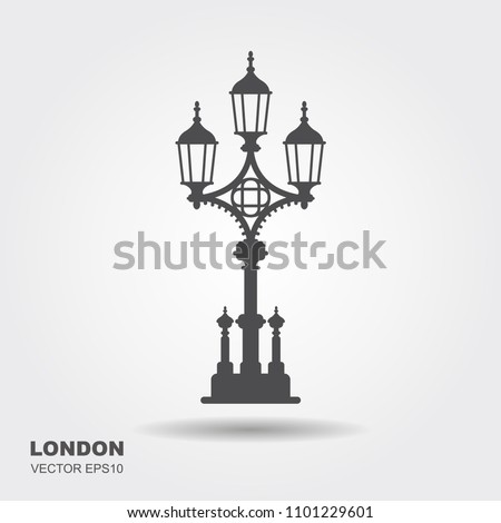 London street lamp icon. England vintage lantern.