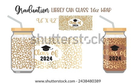 Printable Full wrap for libby class can. A pattern with Graduate symbols and leopard print
