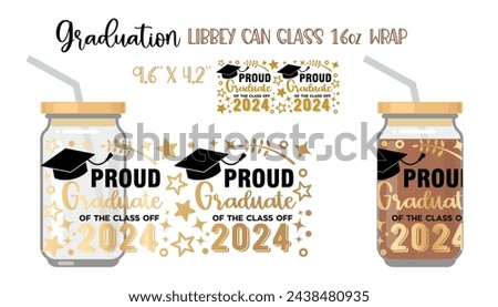 Printable Full wrap for libby class can. A pattern with Graduate symbols. Vector design