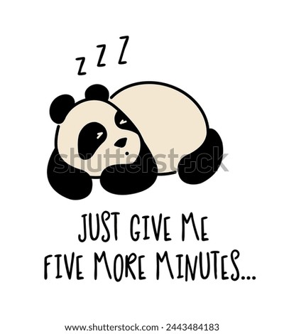 Cute panda. Simple flat icon with funny inscription. T shirt design Template