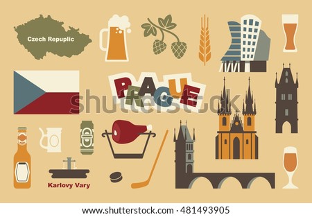 Czech Republic symbol. Vector icons and symbols set