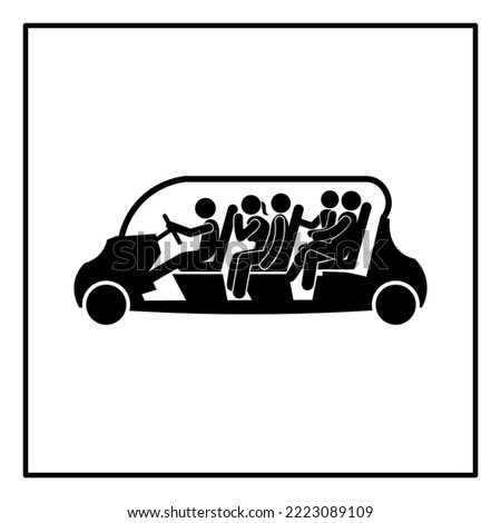 Stick People relaxing inside, reclining in their seats in a Polaris Gem E6 Car