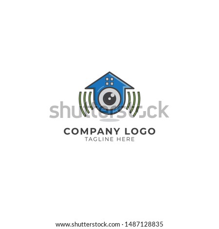 home CCTV camera security connection logo vector icon ilustration