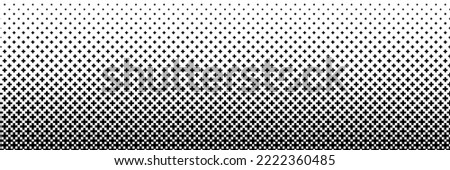 horizontal black halftone of cross or plus sign design for pattern and background.