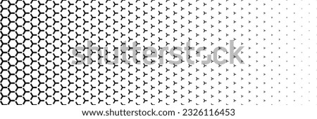 horizontal black halftone of rectangle design as three ways for pattern and background.