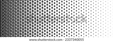 horizontal black halftone of capital letter B design for pattern and background.