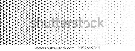 horizontal black halftone of three sharp triangles design for pattern and background.