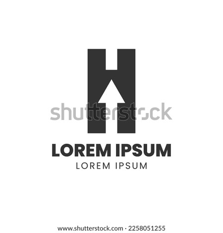 A Simple and Modern combination of the letter H and the up arrow in the middle. H letter logo in a bold and minimalistic style. High quality premium logo design vector template.