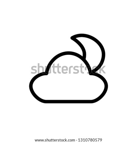 Cloud and half moon icon. Weather sign
