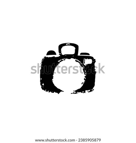 Photo camera icon. Simple style photo exhibition poster background symbol. Photographer studio brand logo design element. Gallery button. Photo camera t-shirt printing. Vector for sticker.