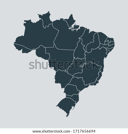 brazil map vector, isolated on gray background