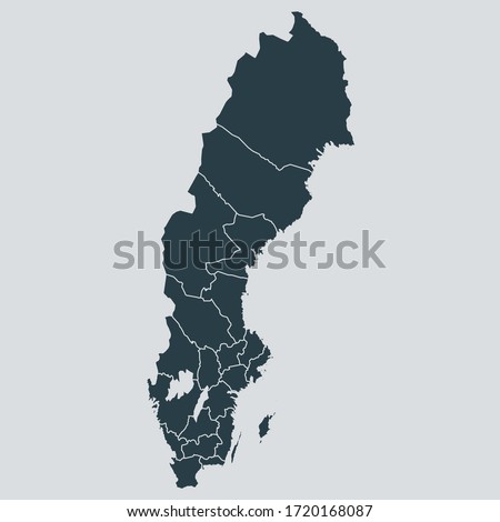 sweden map vector, isolated on gray background