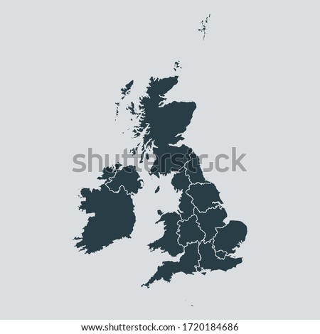 united Kingdom map vector, isolated on gray background
