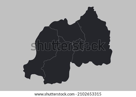 Rwanda map vector, isolated on gray background