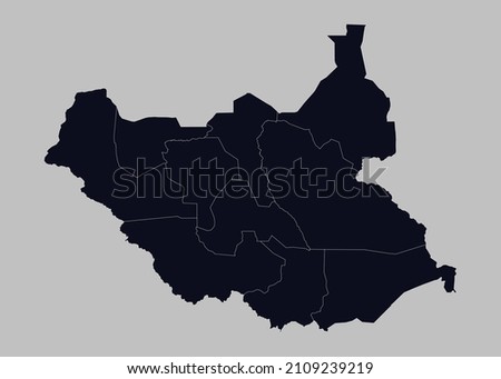South Sudan map vector, Isolated on gray background