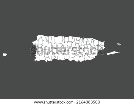 Puerto Rico map vector, white color, Isolated on gray background